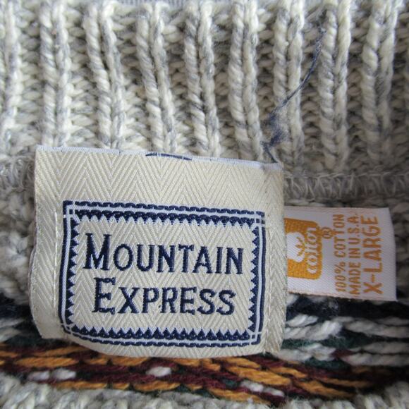 Vintage Mountain Express Sweater Mens XL Knit Grandpa Cosby Biggie Pullover 90s - Picture 2 of 6